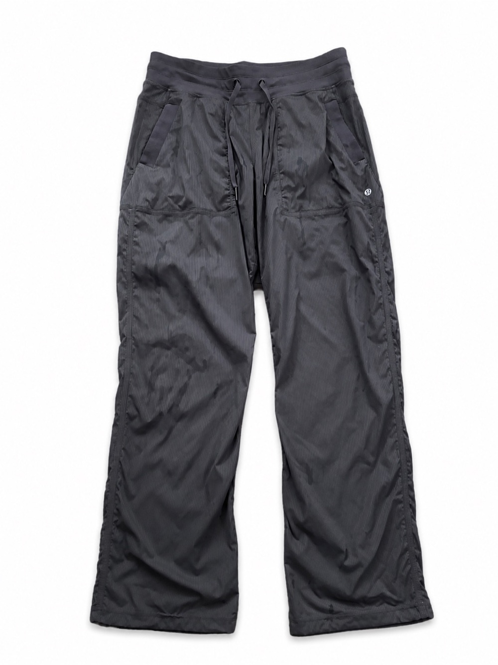 Lululemon Dance Studio Wide Leg Track Pants Black Tonal Stripe Drawstring